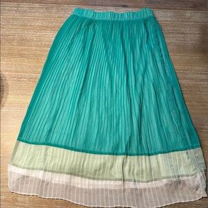 Lapis Green Colorblock Ombré Pleated A-line Midi Skirt Size M